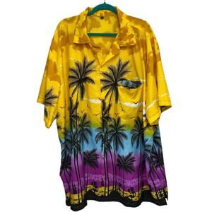 Tropical Hawaiian Shirt 6XL Palm Tree Sunset Button Up Beach Vacation Shirt